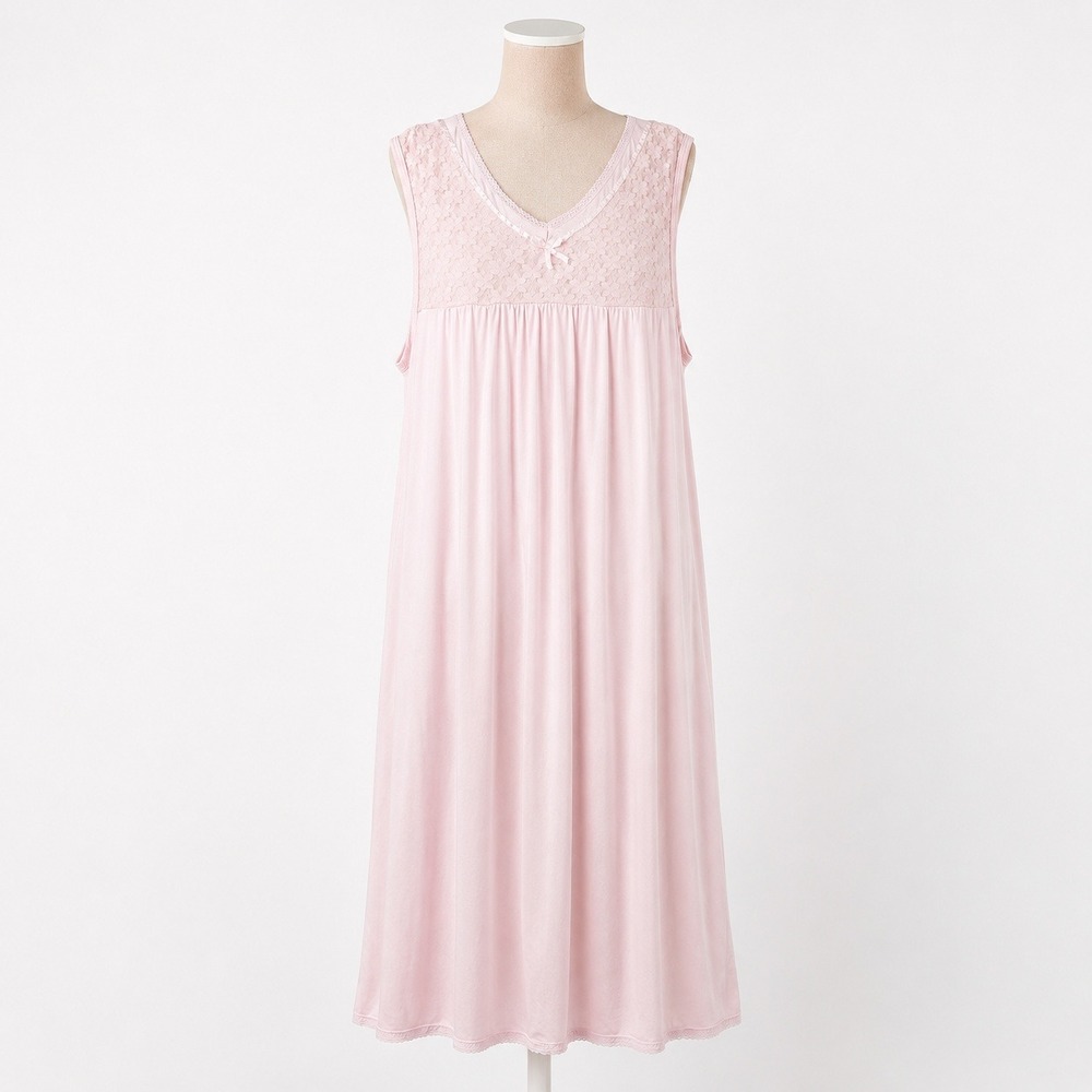 Floral Fairy Lace Yoke Babydoll Dress Sz L Pink Sleeveless Cottagecore‎ Romantic